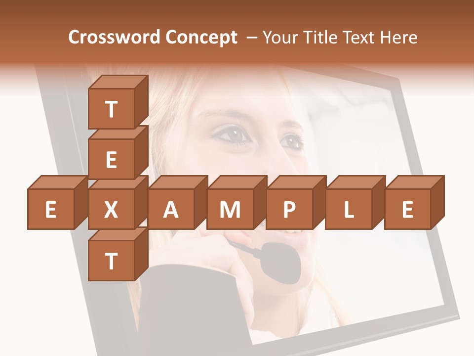 Woman Employee Earphone PowerPoint Template