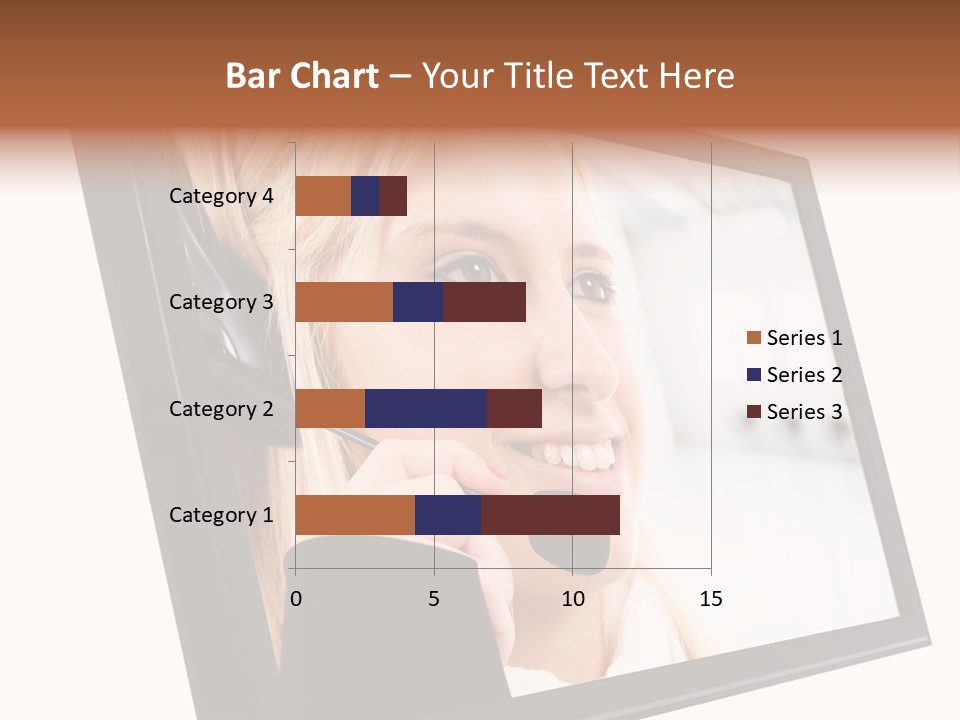 Woman Employee Earphone PowerPoint Template