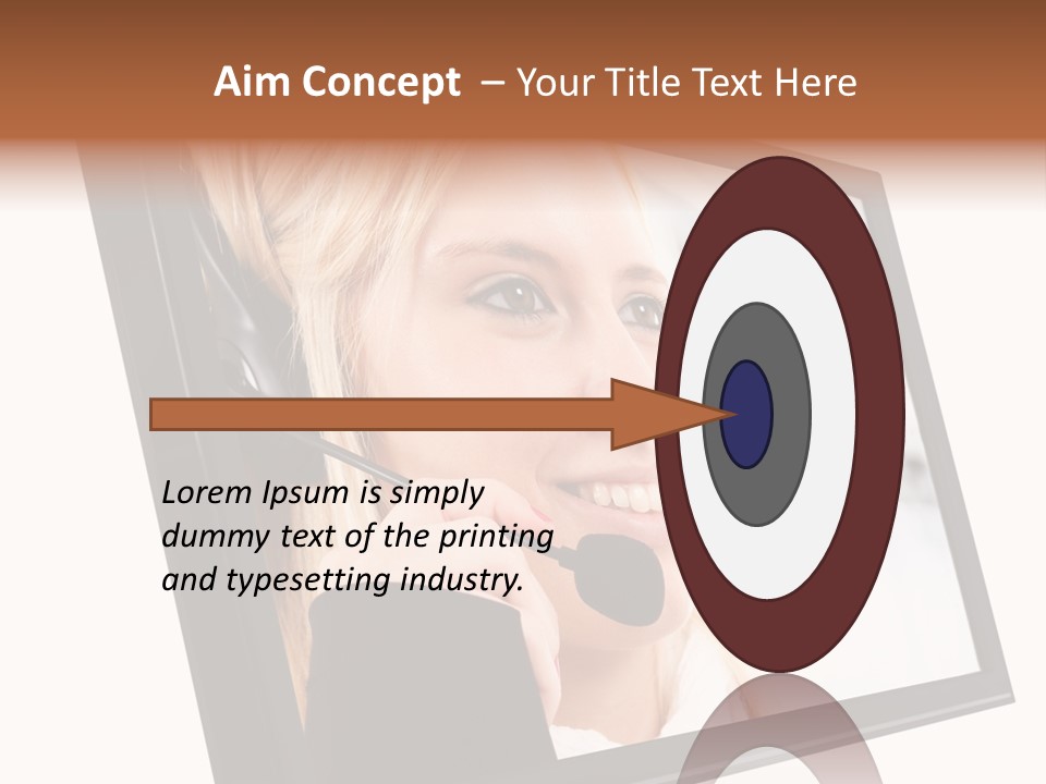 Woman Employee Earphone PowerPoint Template