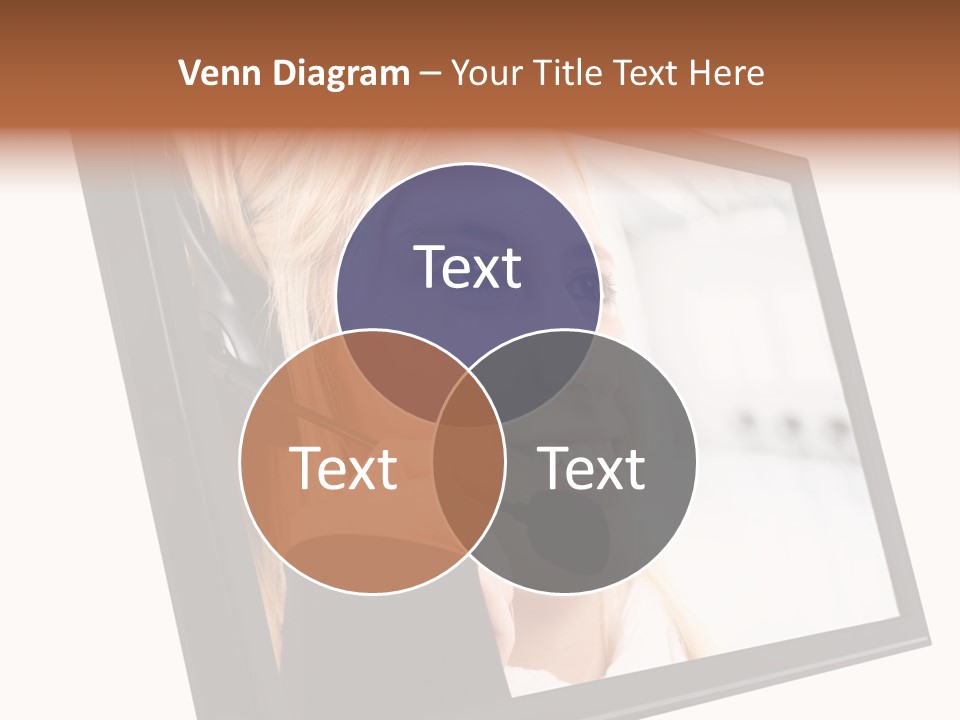 Woman Employee Earphone PowerPoint Template