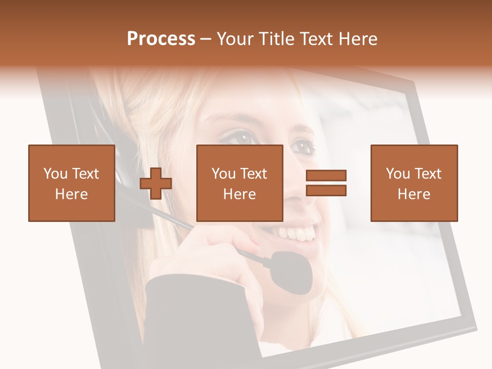 Woman Employee Earphone PowerPoint Template