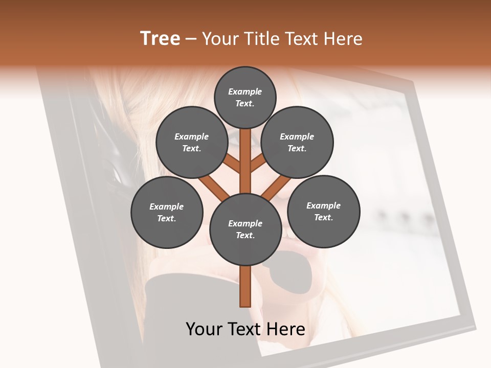 Woman Employee Earphone PowerPoint Template