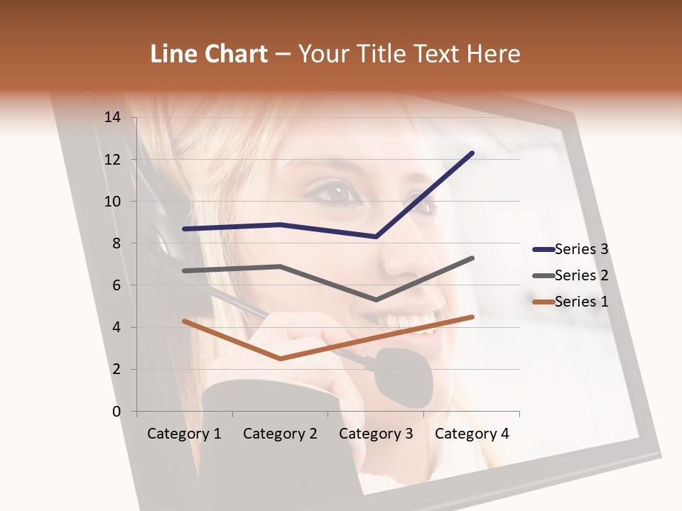Woman Employee Earphone PowerPoint Template
