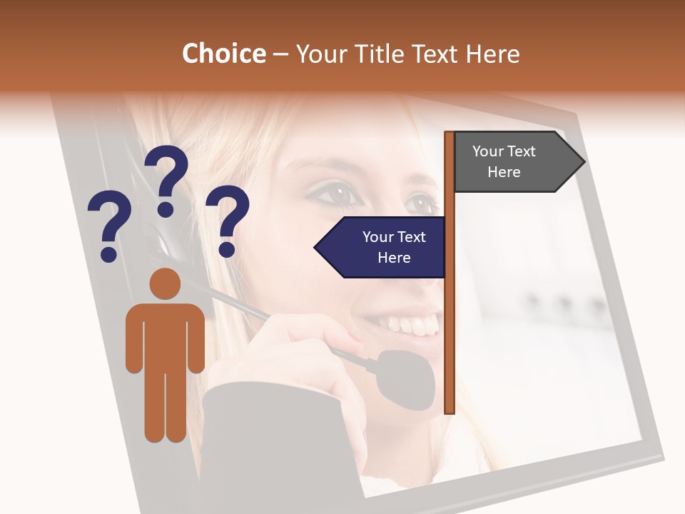 Woman Employee Earphone PowerPoint Template