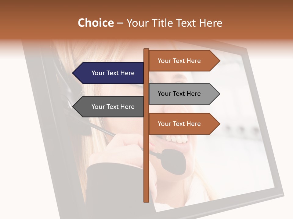 Woman Employee Earphone PowerPoint Template