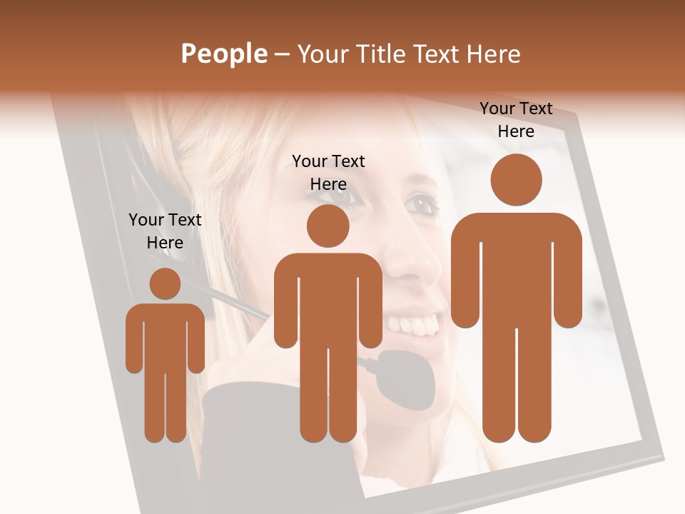 Woman Employee Earphone PowerPoint Template