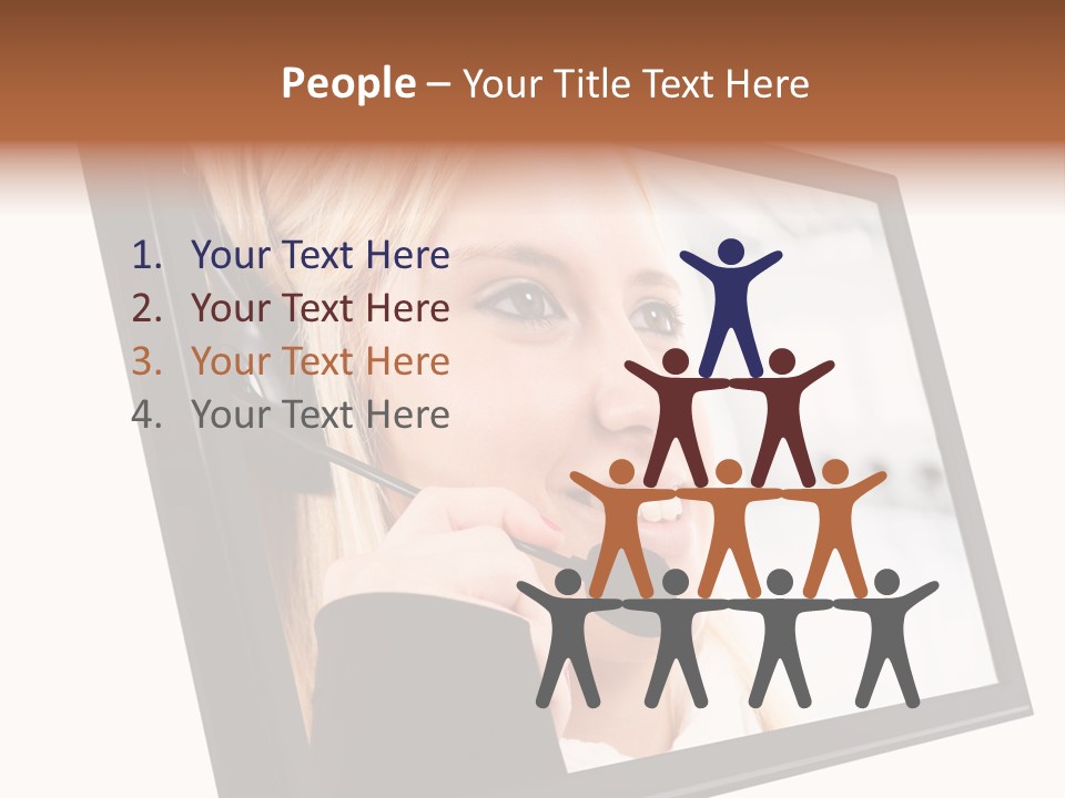 Woman Employee Earphone PowerPoint Template