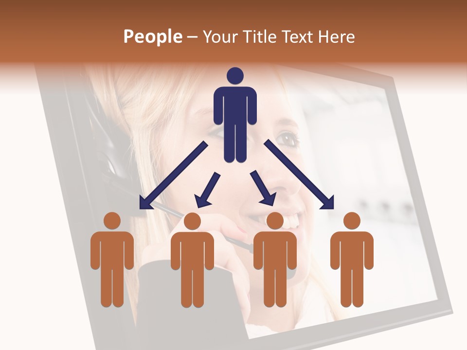 Woman Employee Earphone PowerPoint Template