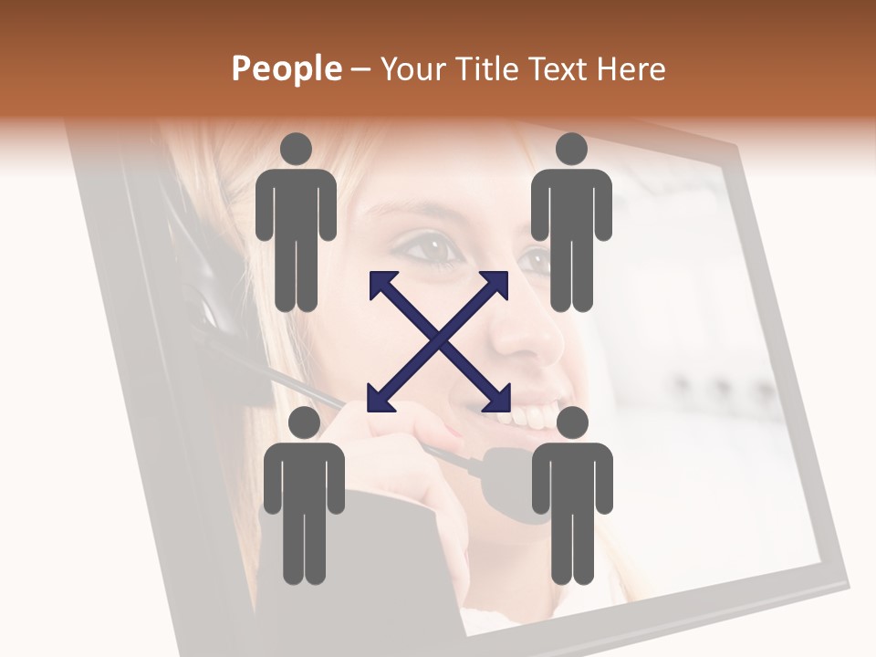 Woman Employee Earphone PowerPoint Template