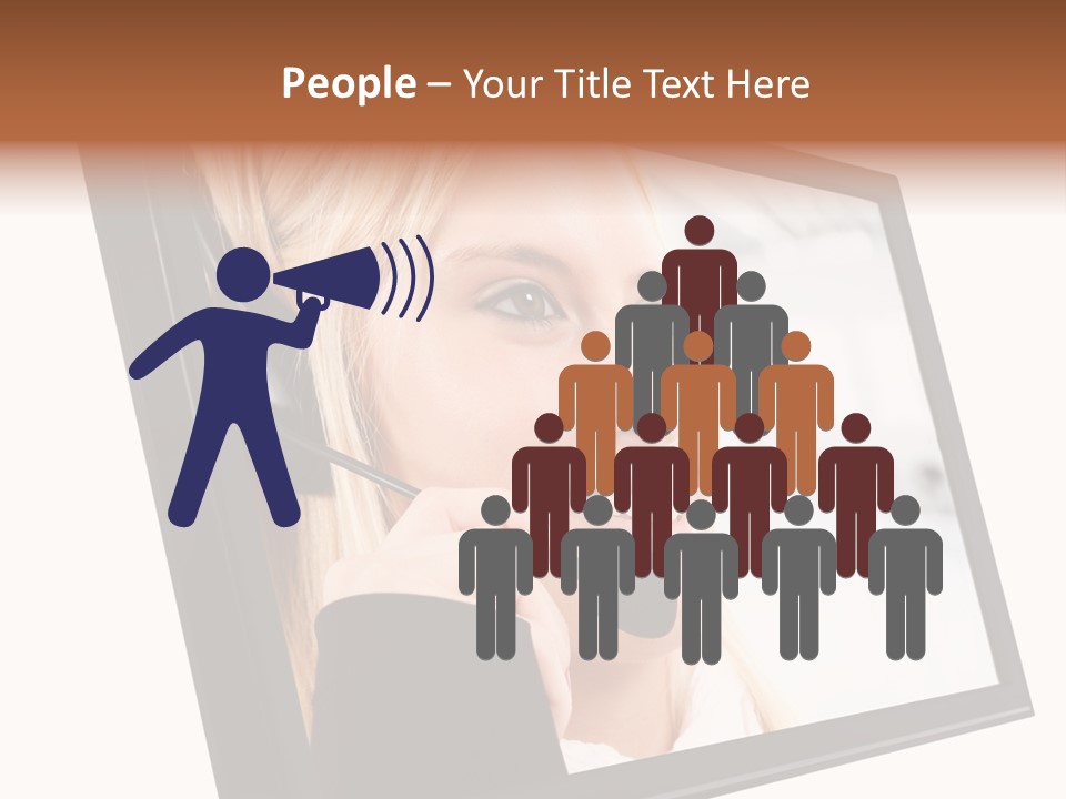 Woman Employee Earphone PowerPoint Template