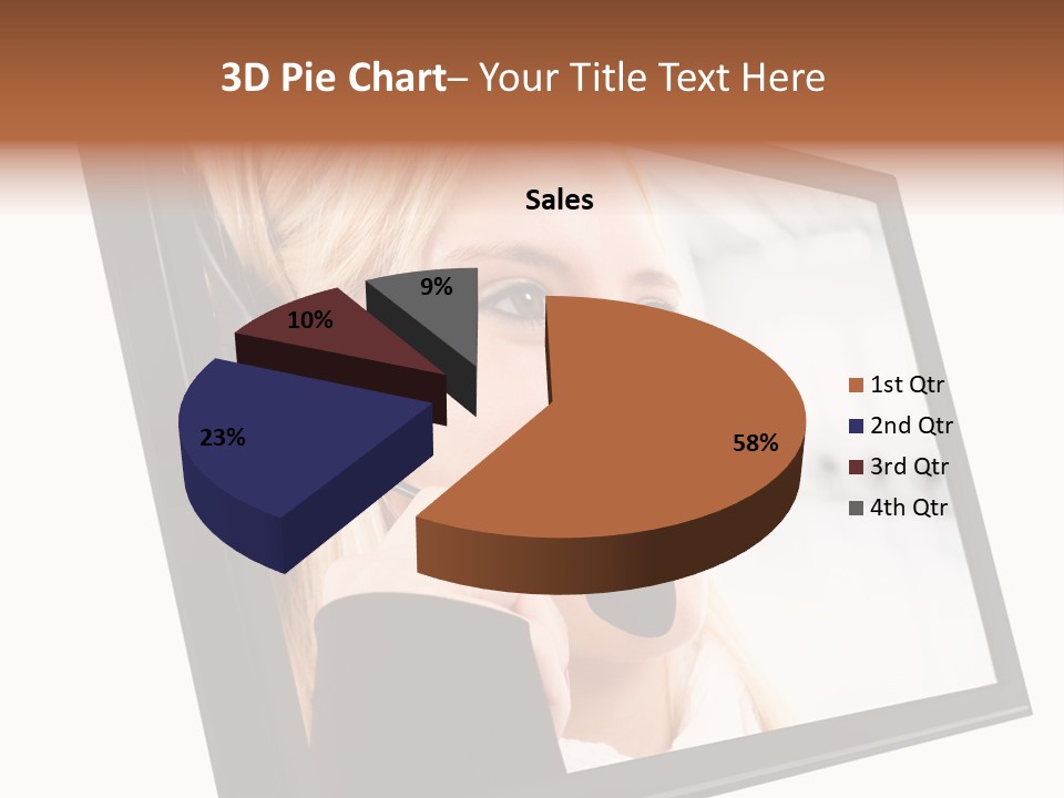 Woman Employee Earphone PowerPoint Template