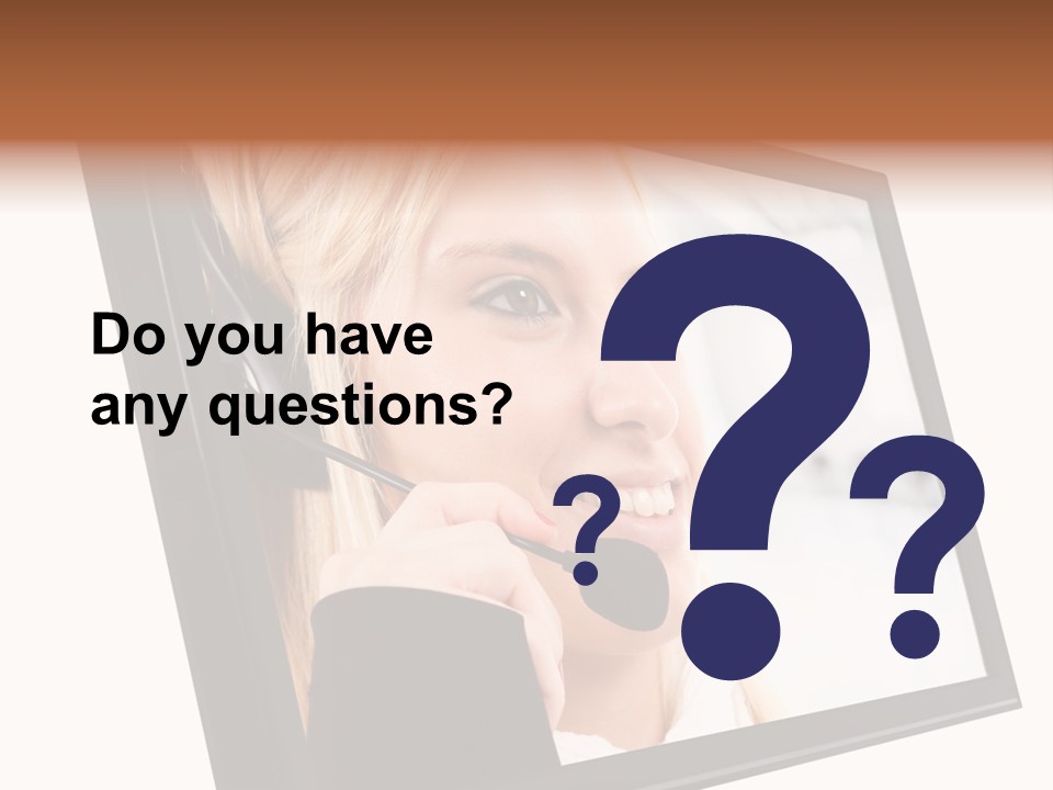 Woman Employee Earphone PowerPoint Template