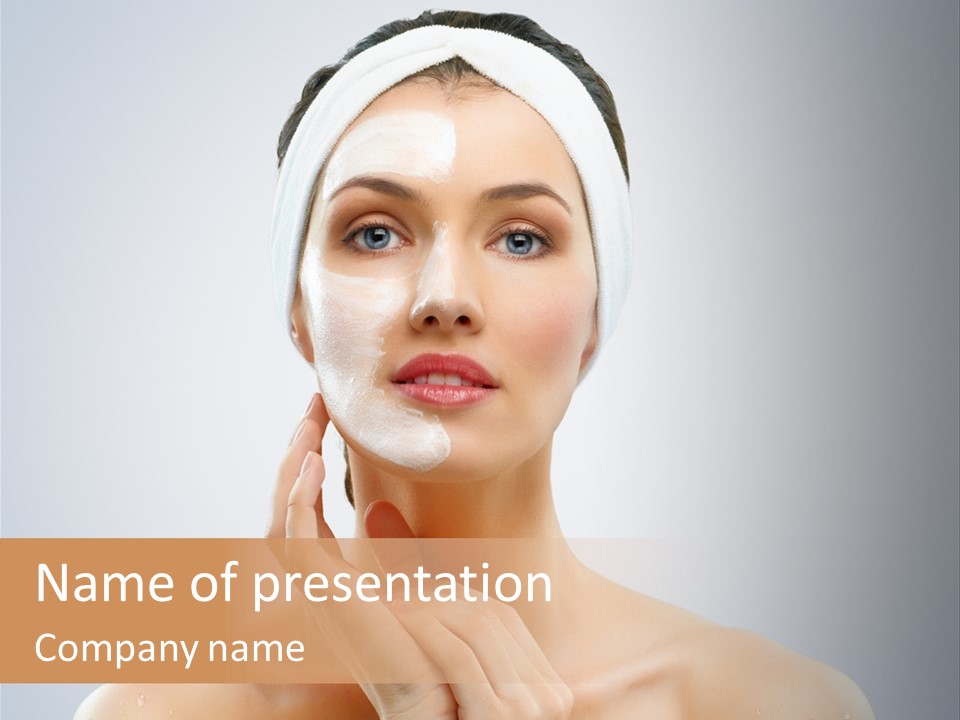 Creams Purity Woman PowerPoint Template