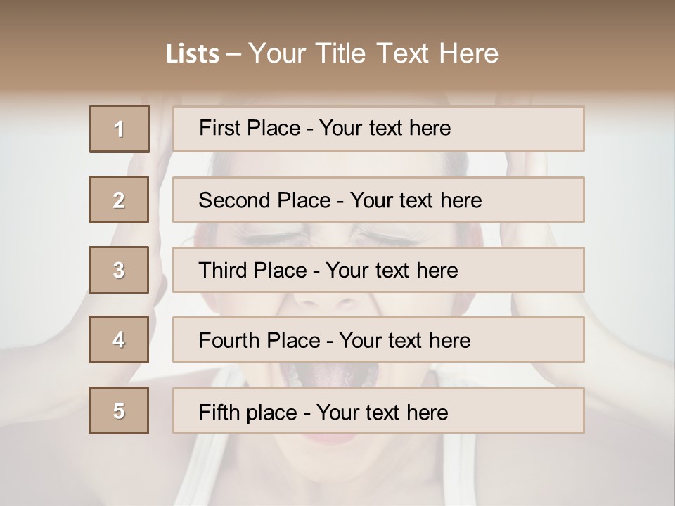 A Woman With Her Hands On Her Head With Her Mouth Open PowerPoint Template