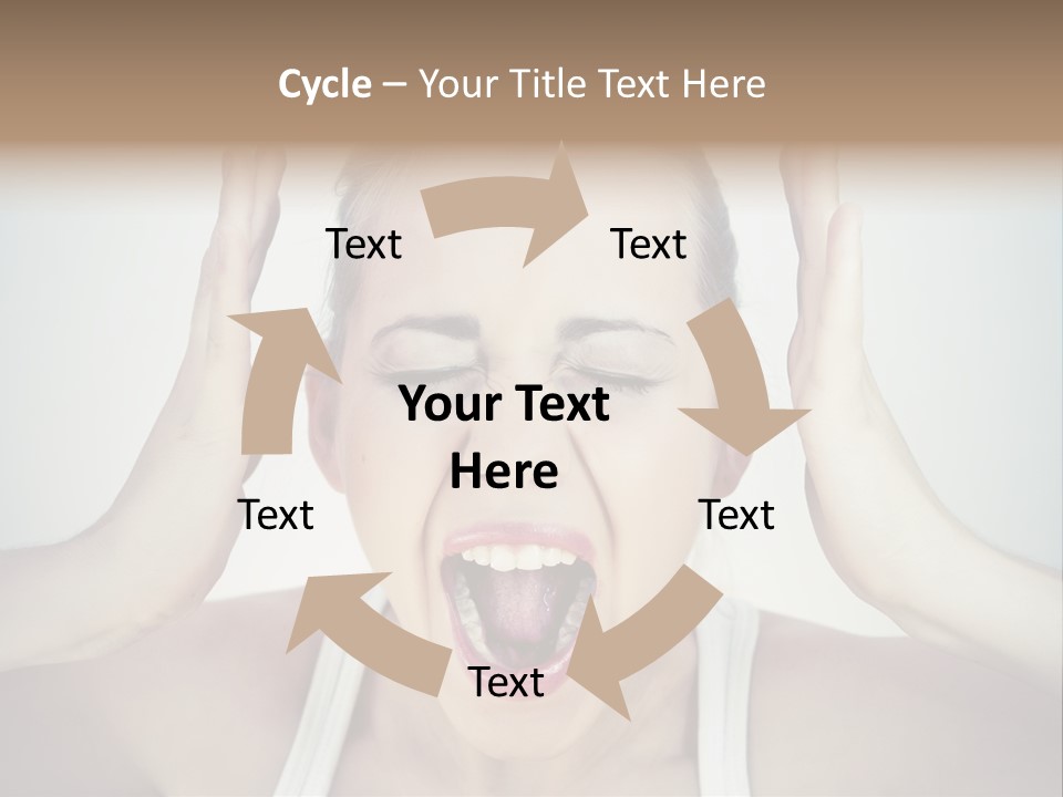 A Woman With Her Hands On Her Head With Her Mouth Open PowerPoint Template