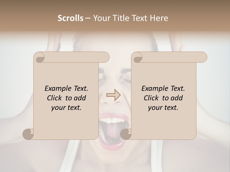 A Woman With Her Hands On Her Head With Her Mouth Open PowerPoint Template