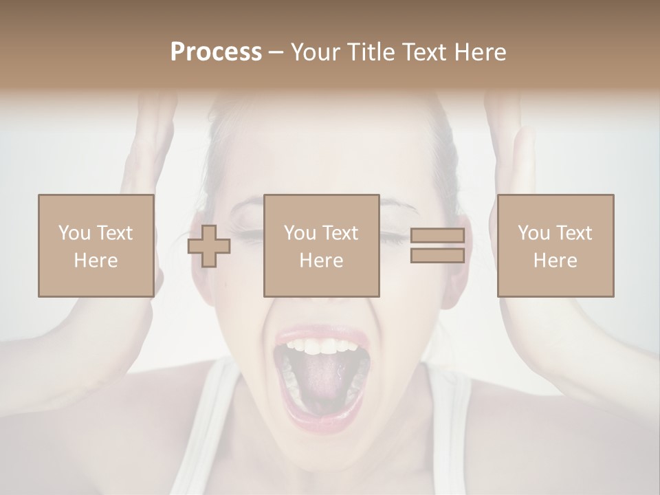 A Woman With Her Hands On Her Head With Her Mouth Open PowerPoint Template