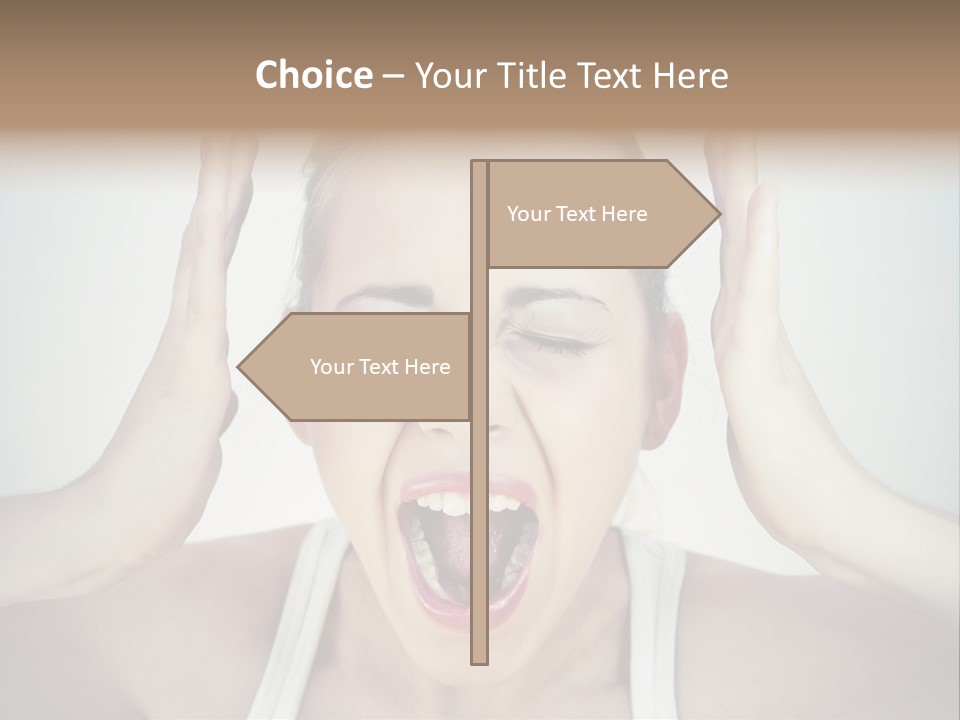 A Woman With Her Hands On Her Head With Her Mouth Open PowerPoint Template