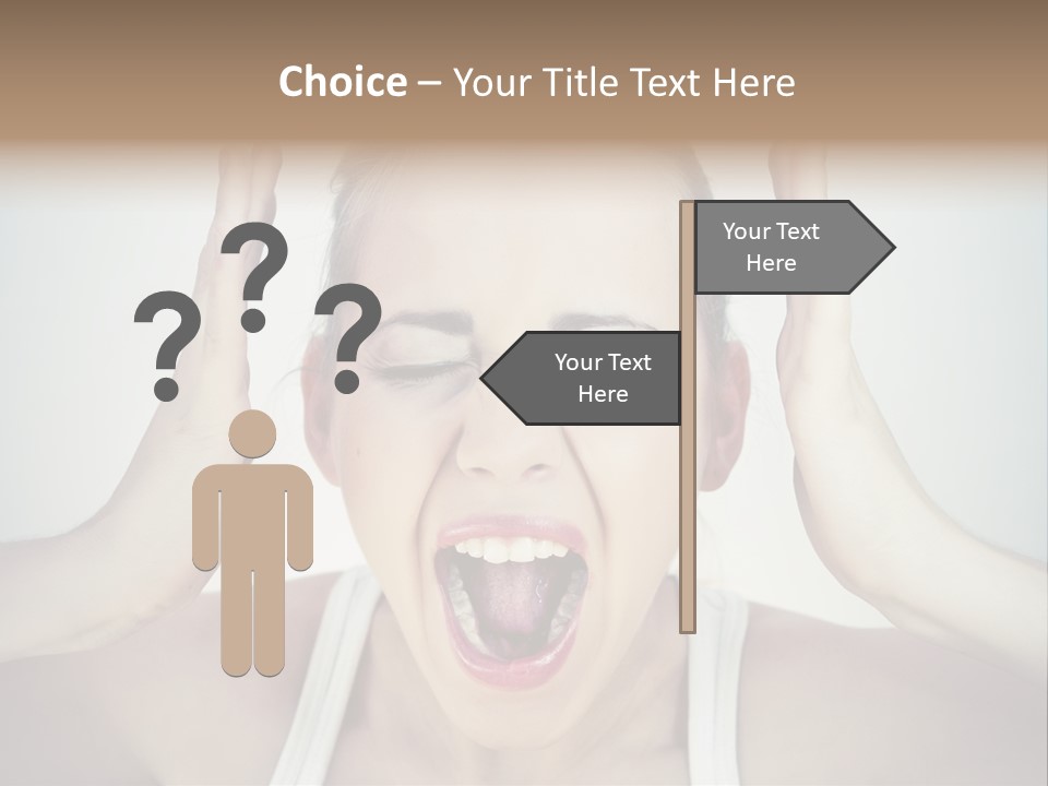 A Woman With Her Hands On Her Head With Her Mouth Open PowerPoint Template