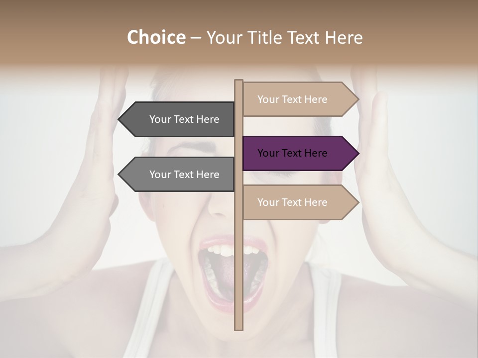 A Woman With Her Hands On Her Head With Her Mouth Open PowerPoint Template