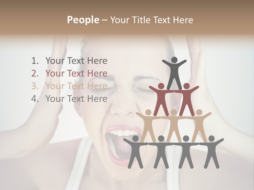 A Woman With Her Hands On Her Head With Her Mouth Open PowerPoint Template