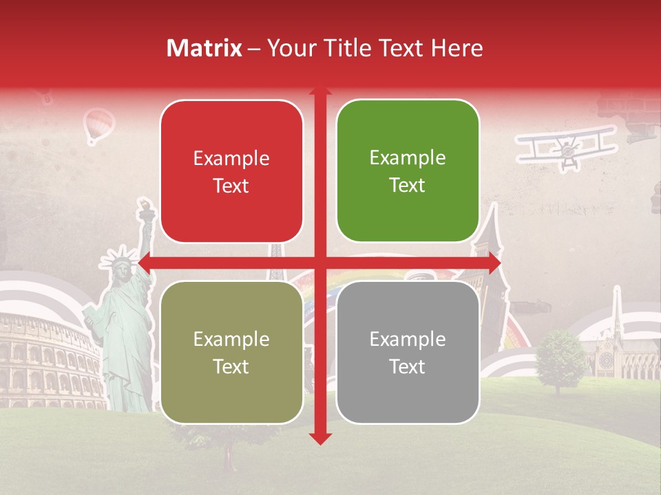 A Picture Of The Statue Of Liberty, The Eiffel Tower, And The PowerPoint Template