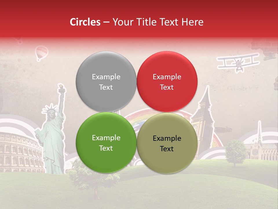 A Picture Of The Statue Of Liberty, The Eiffel Tower, And The PowerPoint Template