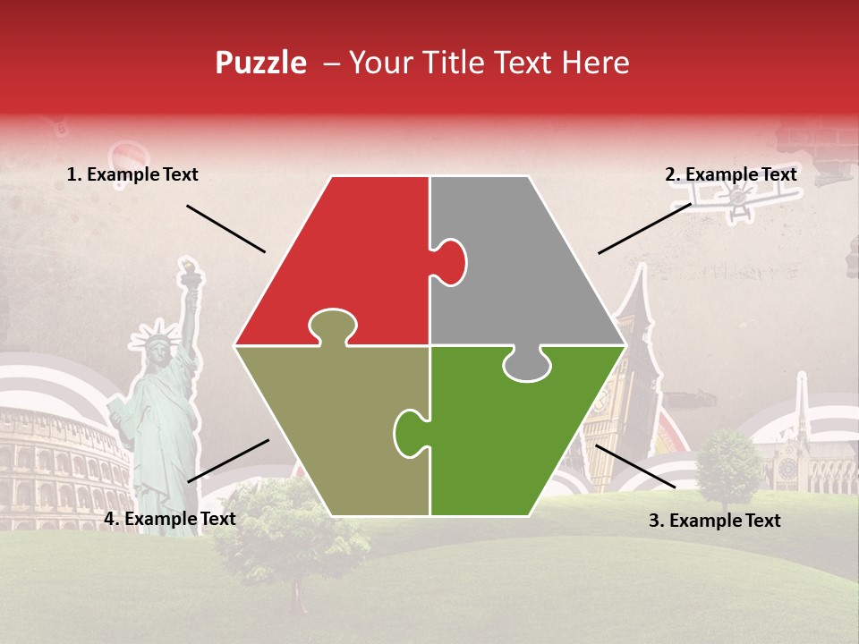 A Picture Of The Statue Of Liberty, The Eiffel Tower, And The PowerPoint Template