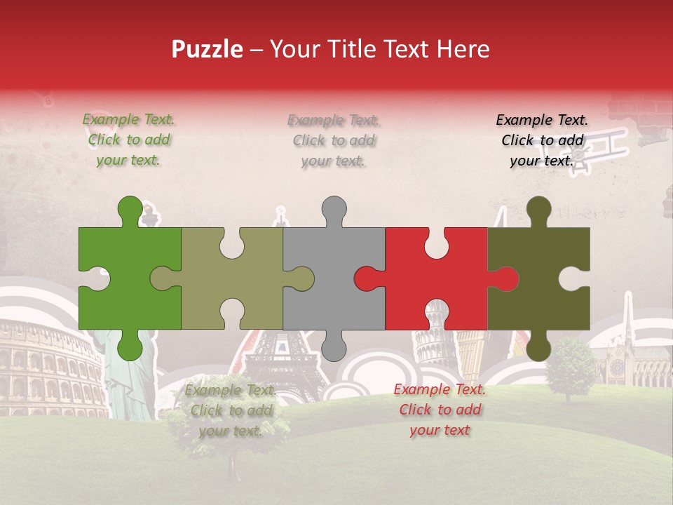 A Picture Of The Statue Of Liberty, The Eiffel Tower, And The PowerPoint Template