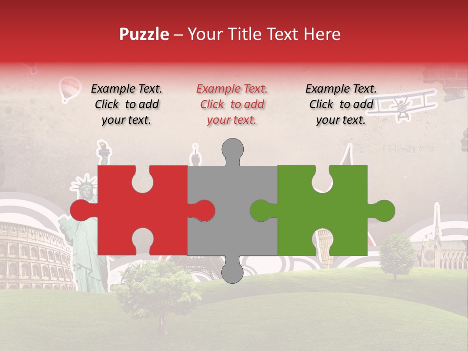 A Picture Of The Statue Of Liberty, The Eiffel Tower, And The PowerPoint Template