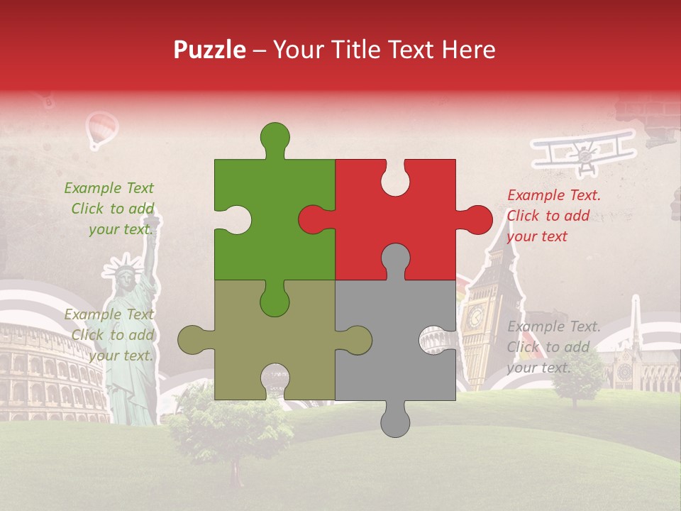 A Picture Of The Statue Of Liberty, The Eiffel Tower, And The PowerPoint Template