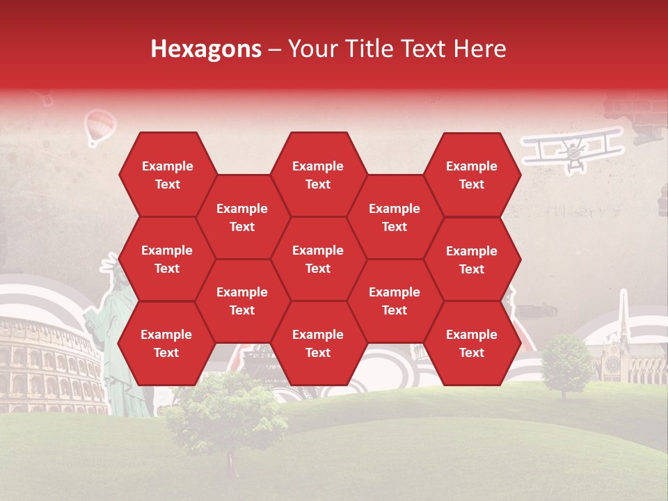 A Picture Of The Statue Of Liberty, The Eiffel Tower, And The PowerPoint Template