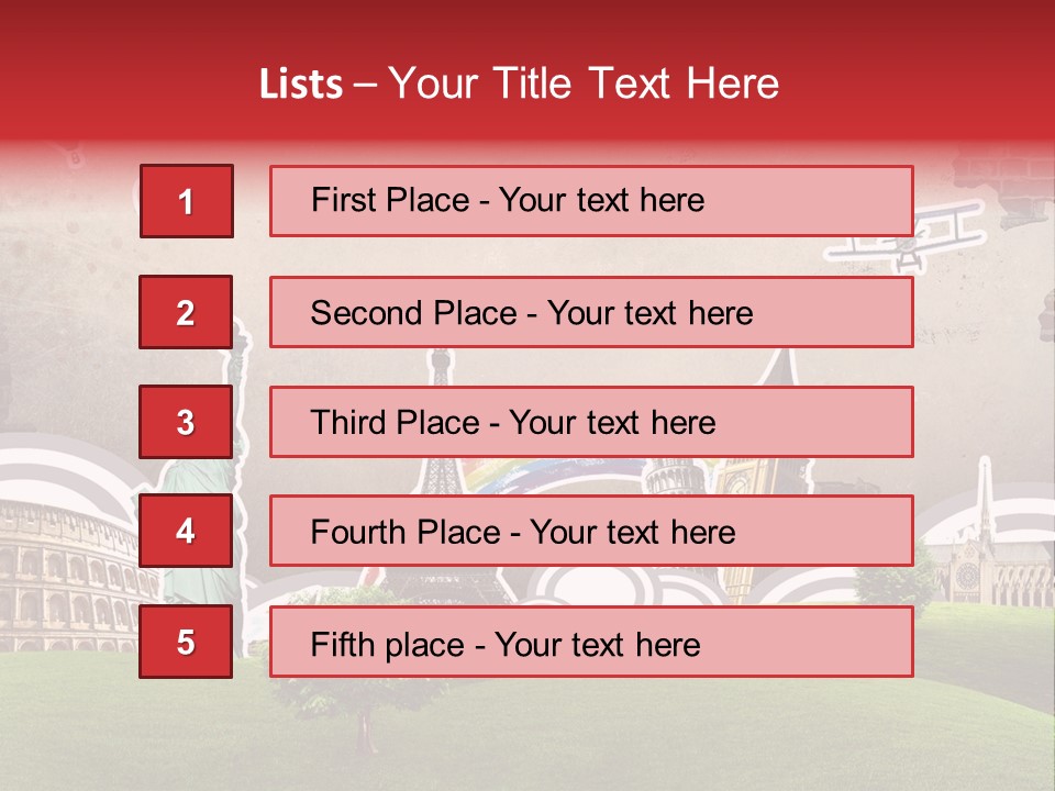 A Picture Of The Statue Of Liberty, The Eiffel Tower, And The PowerPoint Template
