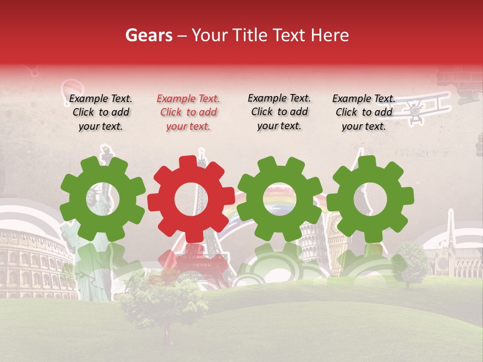 A Picture Of The Statue Of Liberty, The Eiffel Tower, And The PowerPoint Template