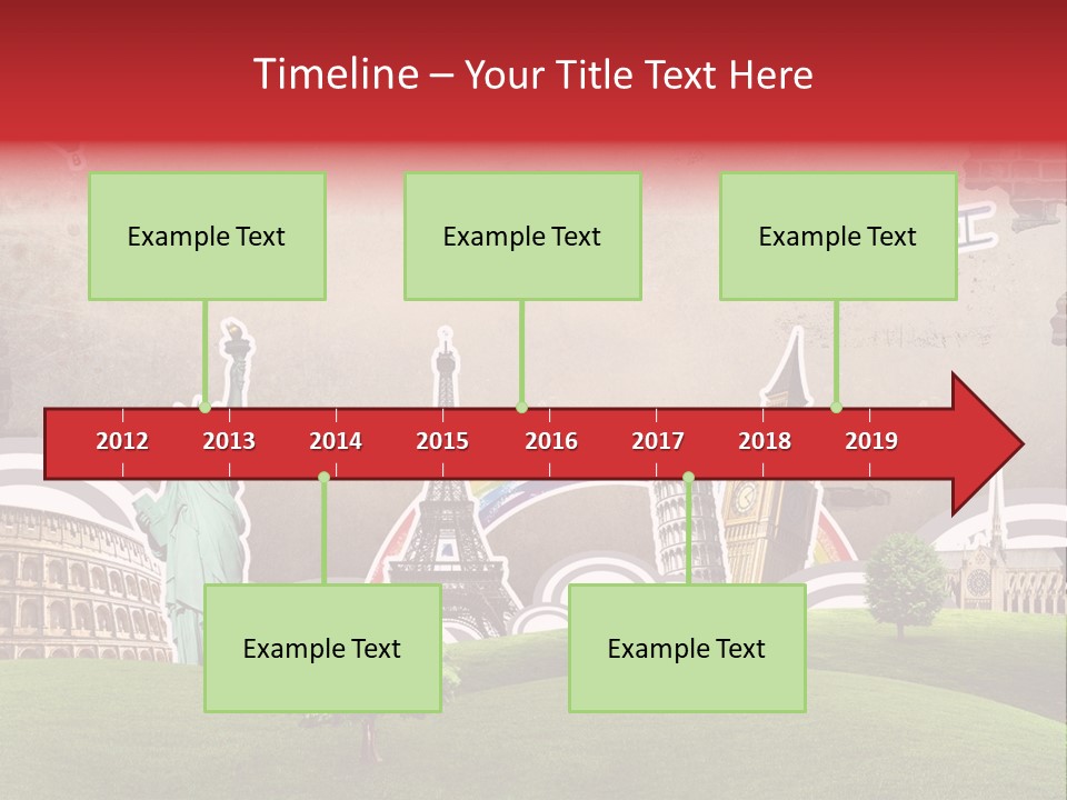 A Picture Of The Statue Of Liberty, The Eiffel Tower, And The PowerPoint Template