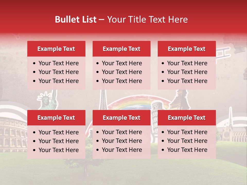 A Picture Of The Statue Of Liberty, The Eiffel Tower, And The PowerPoint Template