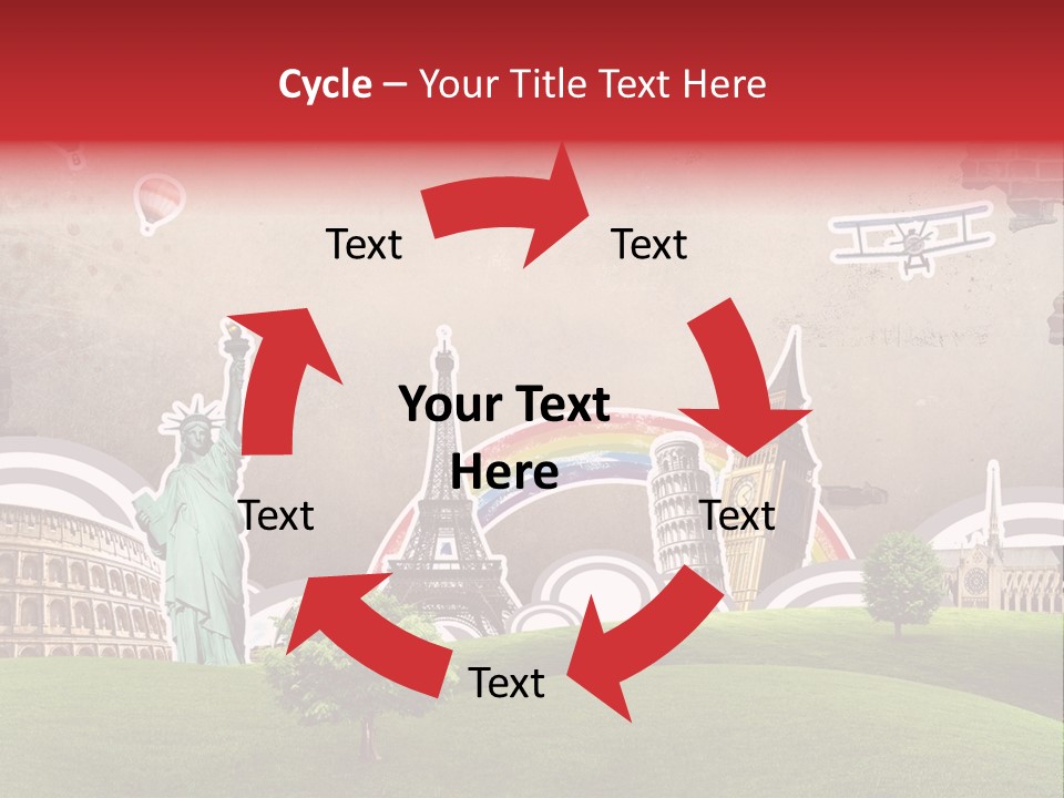 A Picture Of The Statue Of Liberty, The Eiffel Tower, And The PowerPoint Template