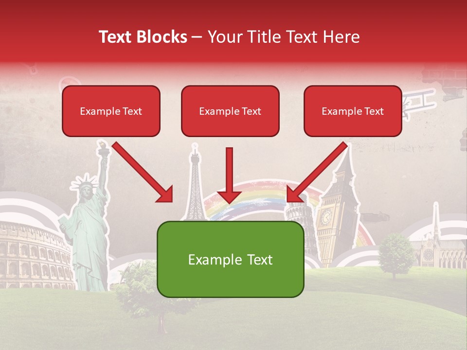 A Picture Of The Statue Of Liberty, The Eiffel Tower, And The PowerPoint Template