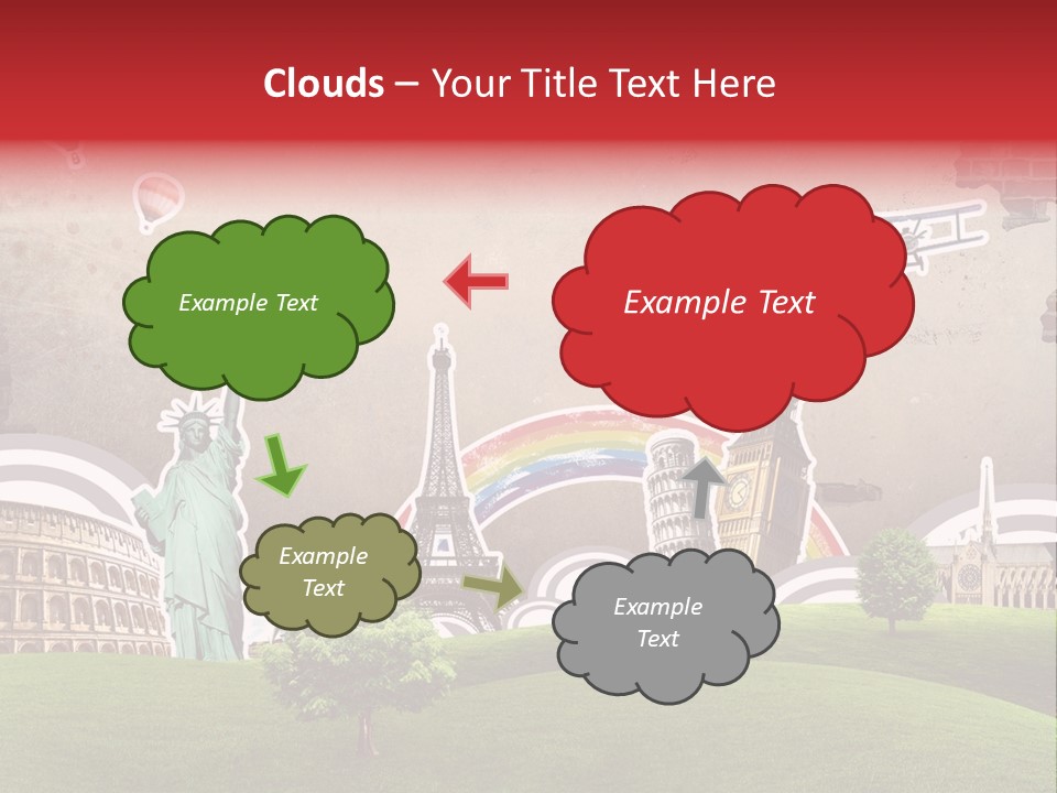 A Picture Of The Statue Of Liberty, The Eiffel Tower, And The PowerPoint Template