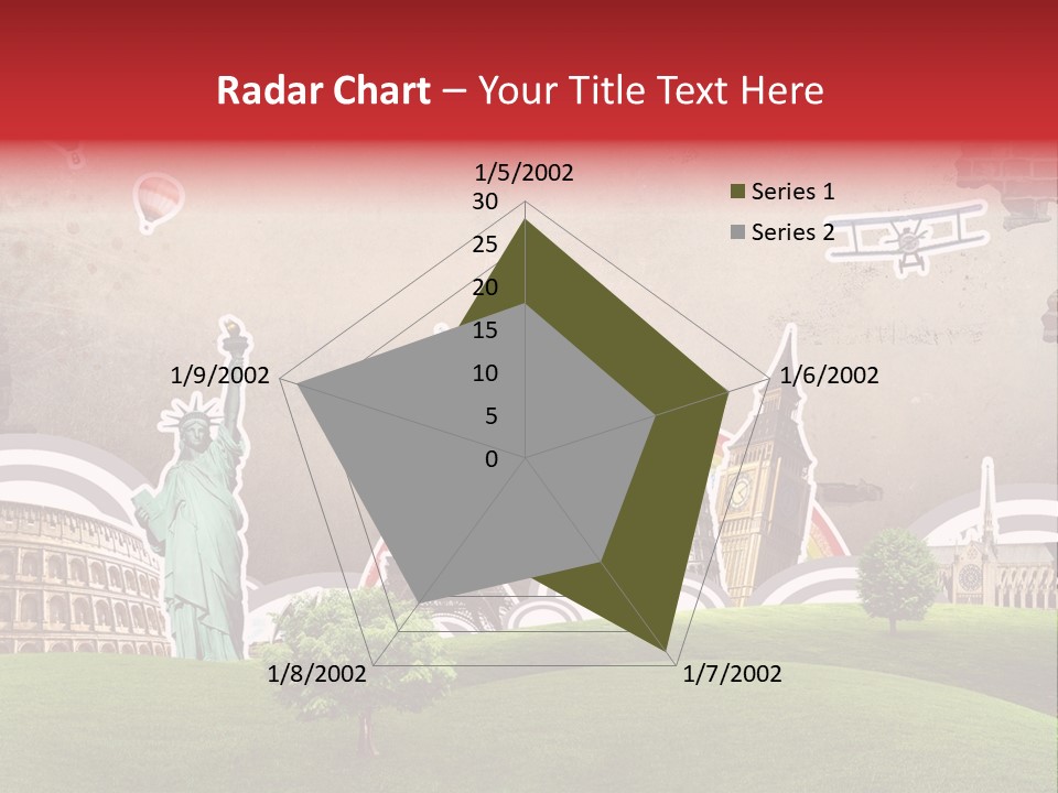 A Picture Of The Statue Of Liberty, The Eiffel Tower, And The PowerPoint Template