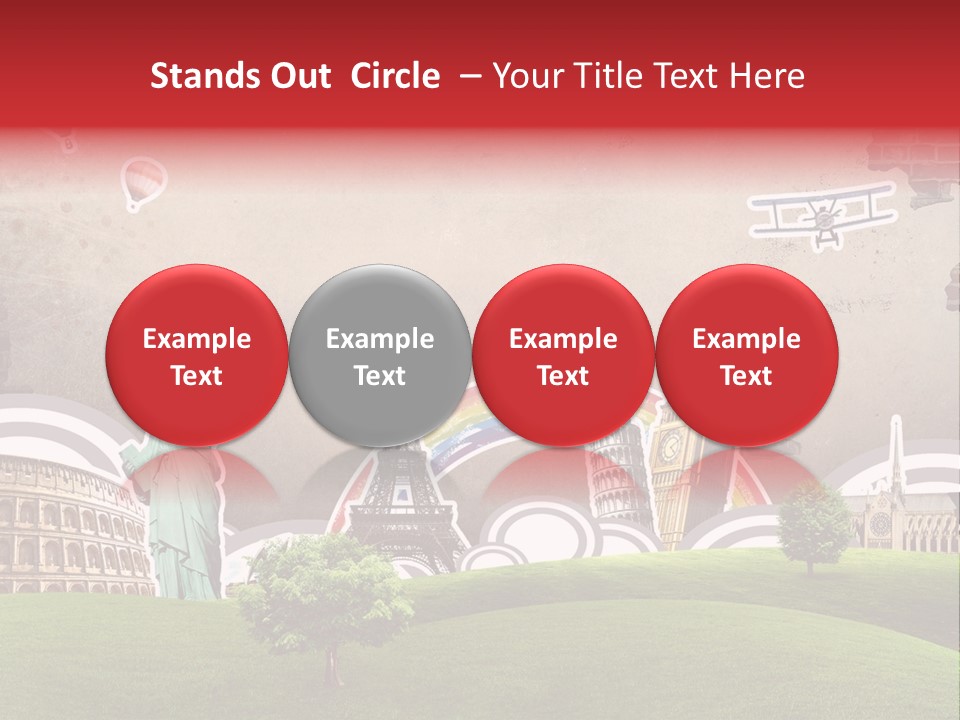 A Picture Of The Statue Of Liberty, The Eiffel Tower, And The PowerPoint Template