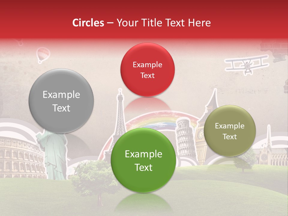 A Picture Of The Statue Of Liberty, The Eiffel Tower, And The PowerPoint Template