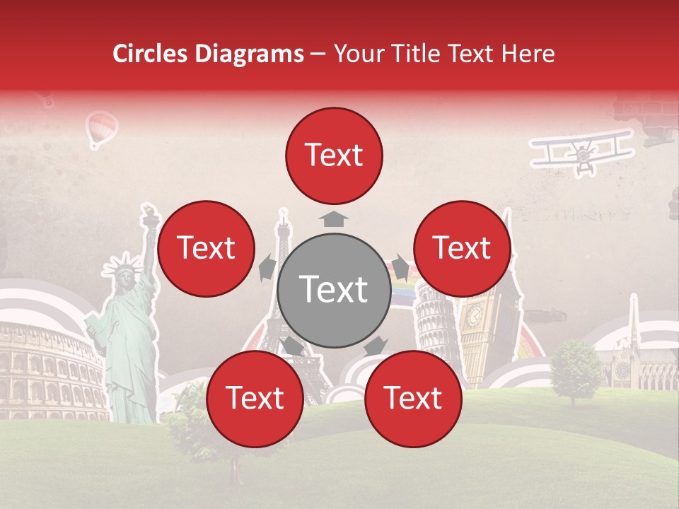 A Picture Of The Statue Of Liberty, The Eiffel Tower, And The PowerPoint Template