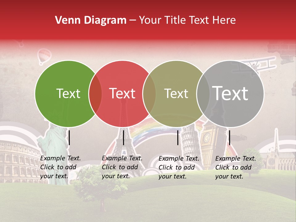 A Picture Of The Statue Of Liberty, The Eiffel Tower, And The PowerPoint Template