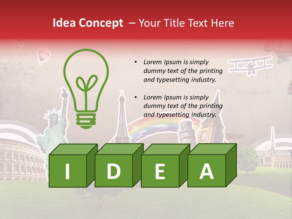 A Picture Of The Statue Of Liberty, The Eiffel Tower, And The PowerPoint Template