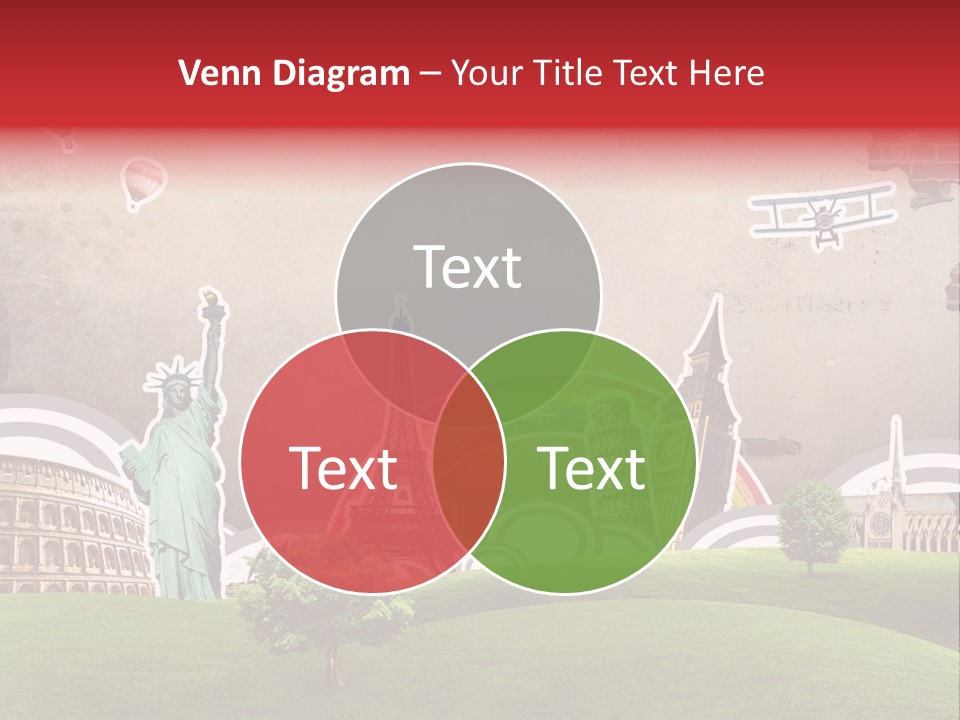 A Picture Of The Statue Of Liberty, The Eiffel Tower, And The PowerPoint Template
