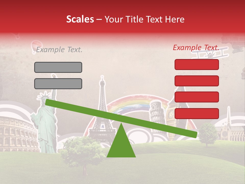 A Picture Of The Statue Of Liberty, The Eiffel Tower, And The PowerPoint Template