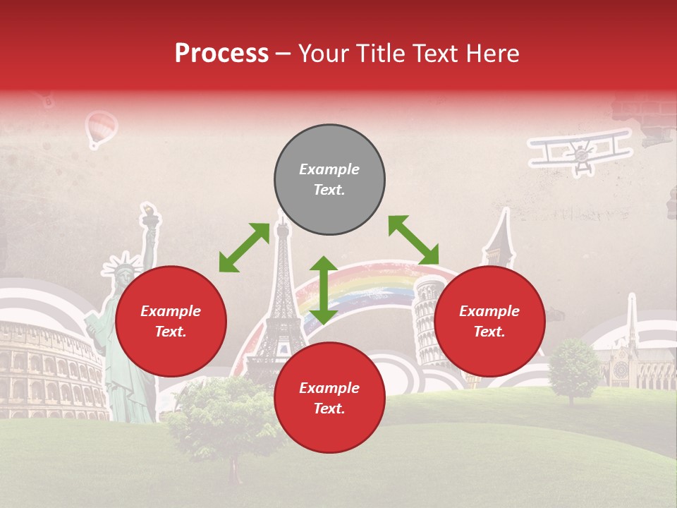A Picture Of The Statue Of Liberty, The Eiffel Tower, And The PowerPoint Template