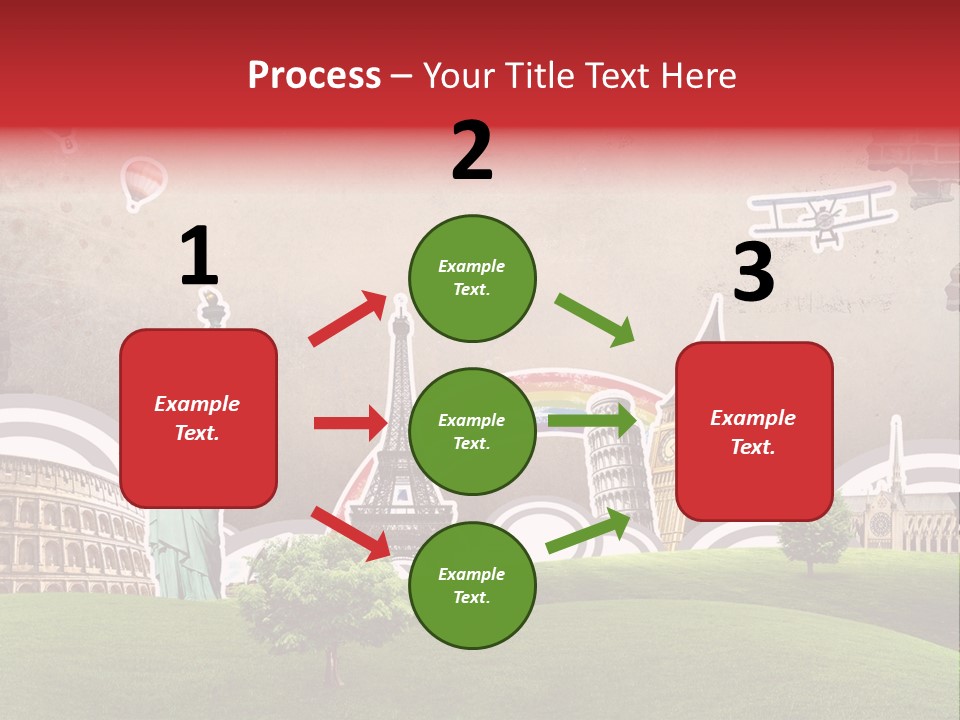 A Picture Of The Statue Of Liberty, The Eiffel Tower, And The PowerPoint Template