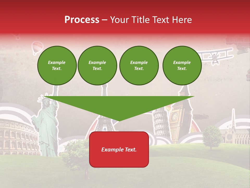 A Picture Of The Statue Of Liberty, The Eiffel Tower, And The PowerPoint Template